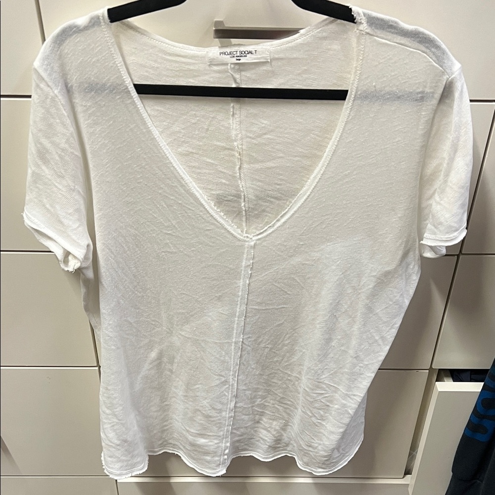 Project Social T White V-Neck Short Sleeve Tee